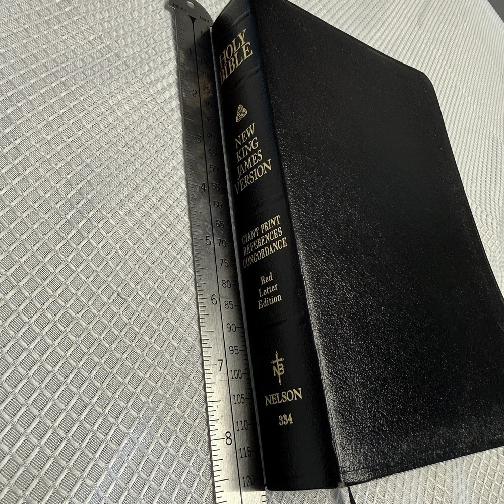 Holy Bible NKJV Red Letter Thumb Indexed Giant Print Reference Nelson 334 Black